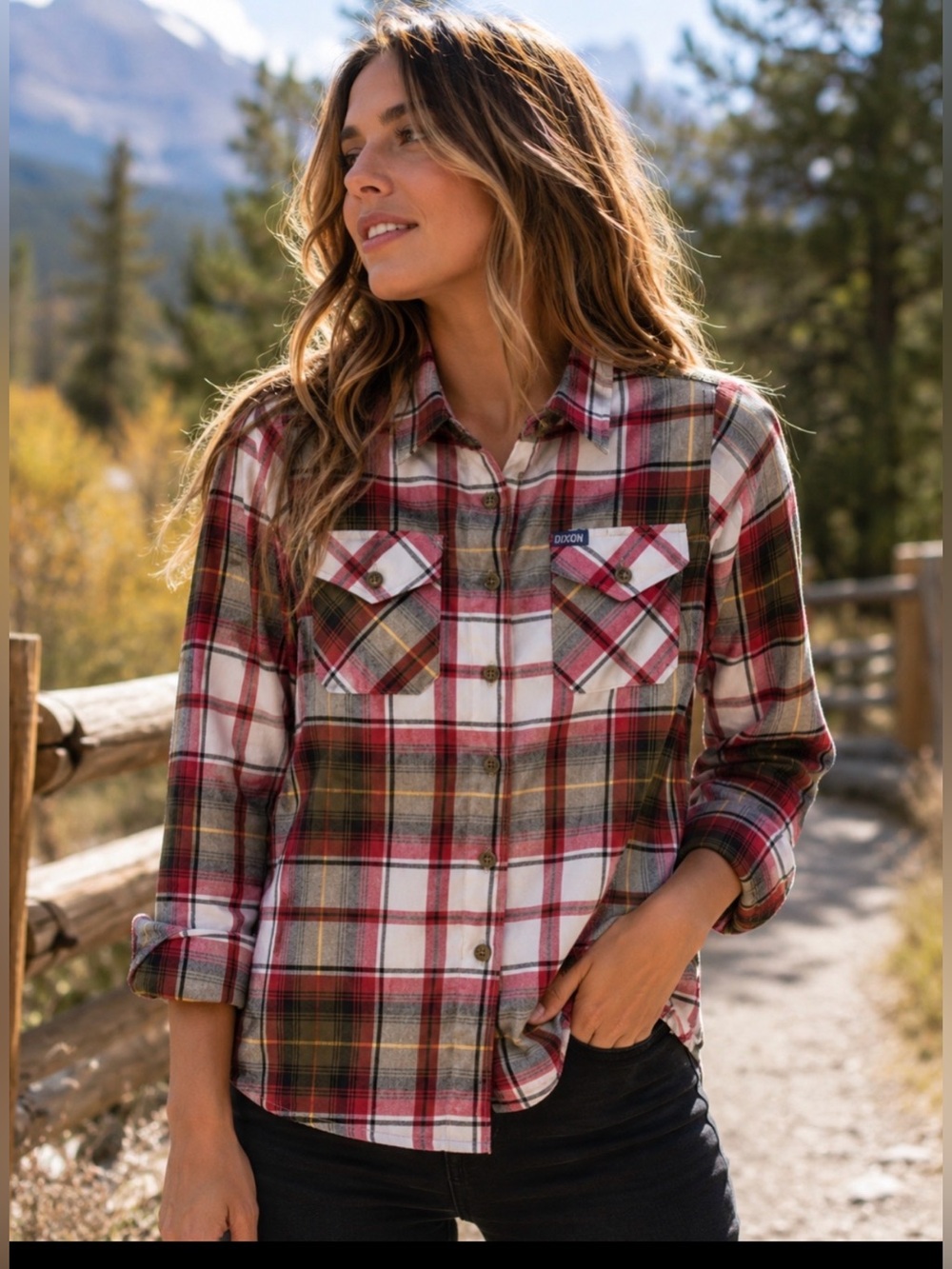 Dixxon Flannel Co 6 Women Red Green Plaid Button Down Long Sleeve Flannel Shirt
